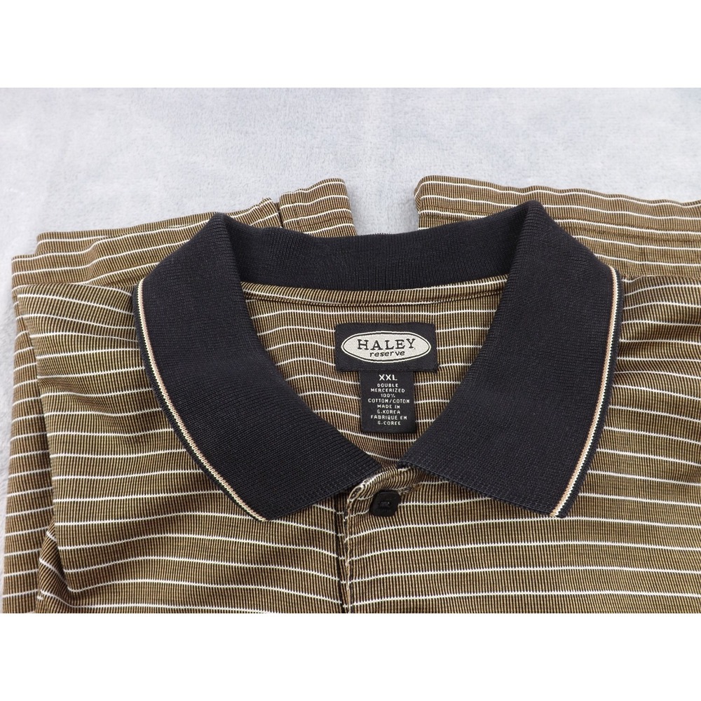 Haley Reserve Polo Shirts Men's XXL  Brn/Blk/Wht, Greenish Tan/Orange Set of Two - Picture 4 of 16
